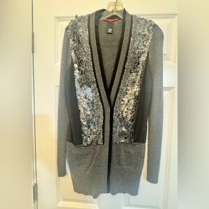 Vivienne Tam Gray and Black Cashmere & Silk Cardigan
